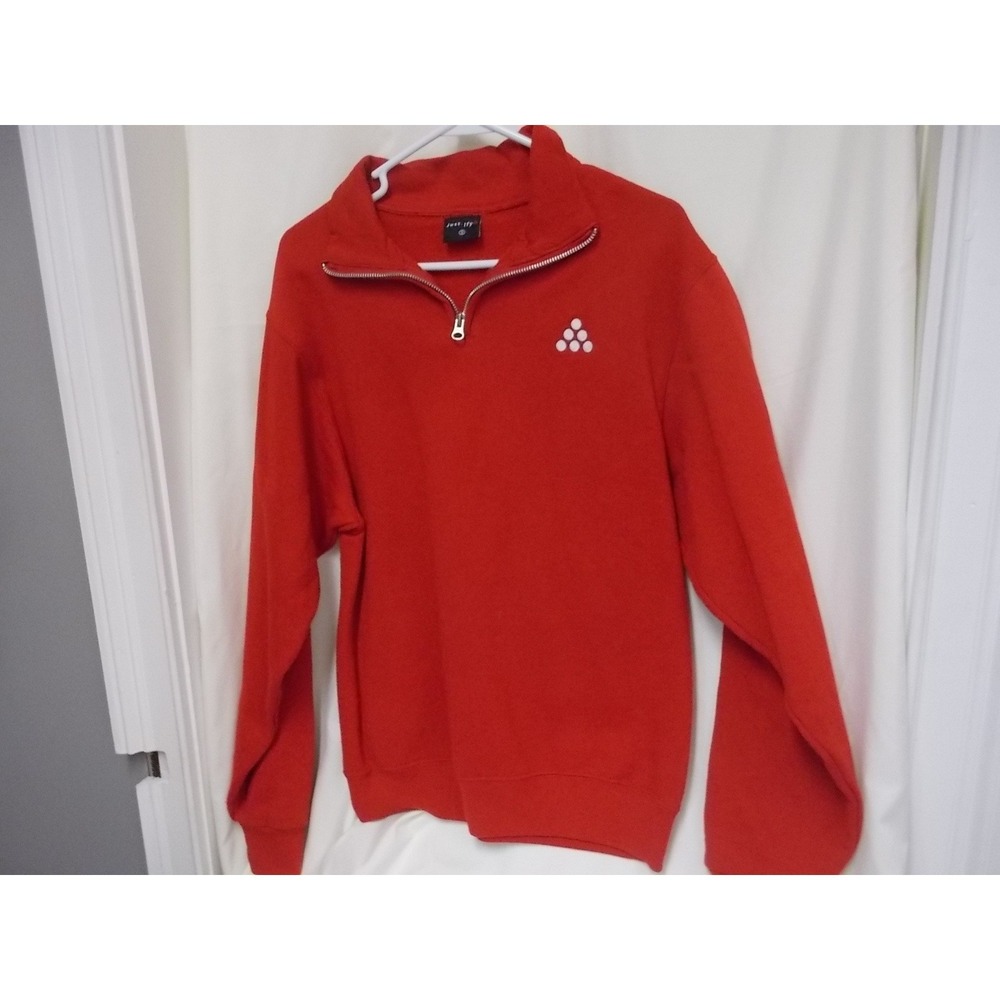 Justify Unisex Quarter Zip Sweatshirt Red Mock Neck Pullover Small Logo